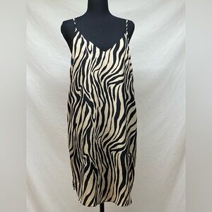 Naked Zebra Black and Cream Slip Dress for Cocktail